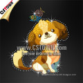 Wholesale price cute dog iron on rhinestone to decorate clothing